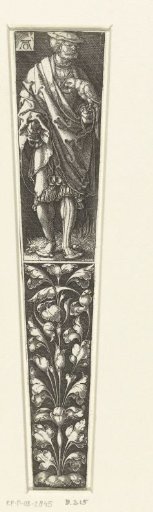 Ornament with a gentleman holding a parrot on his hand
