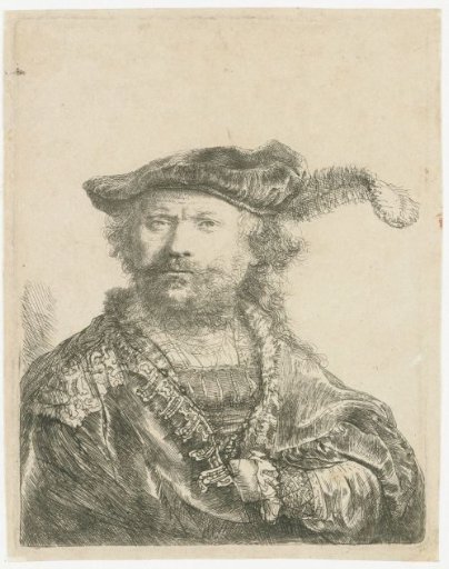 Self-portrait in a velvet cap with plume