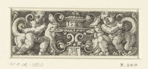 Frieze with a vase and two boys