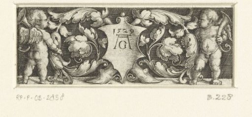 Frieze with a shield between two putti