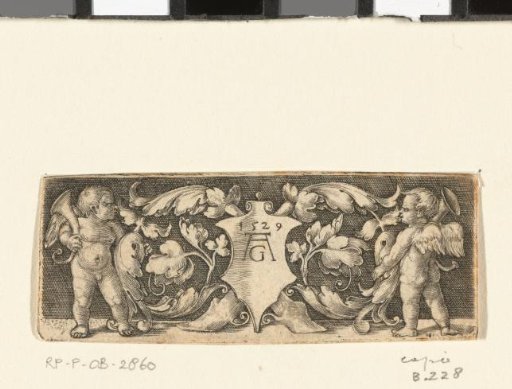 Frieze with a shield between two putti