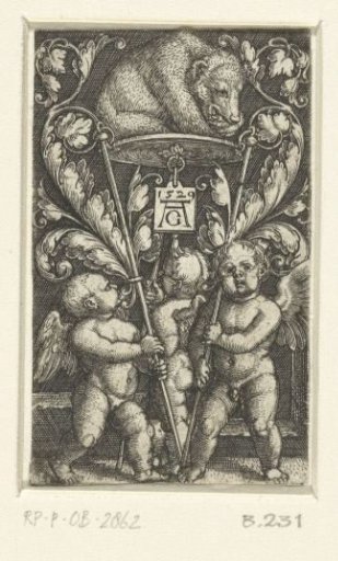 Three putti with a bear
