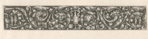 Frieze with a vase between leafy scrolls