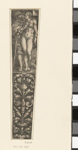Design for a scabbard with a soldier and a naked woman