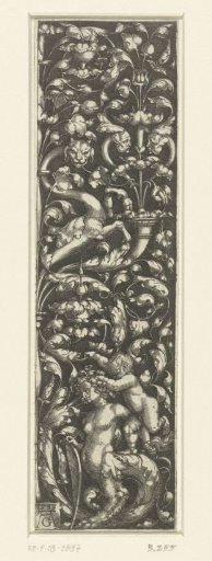 Leafy scrolls with grotesques