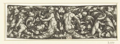Frieze with leafy scrolls and figures