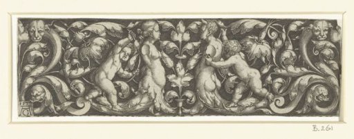 Frieze with leafy scrolls and figures