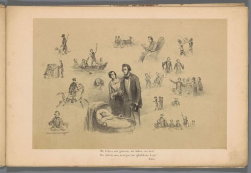 Man and woman by a cradle with a baby