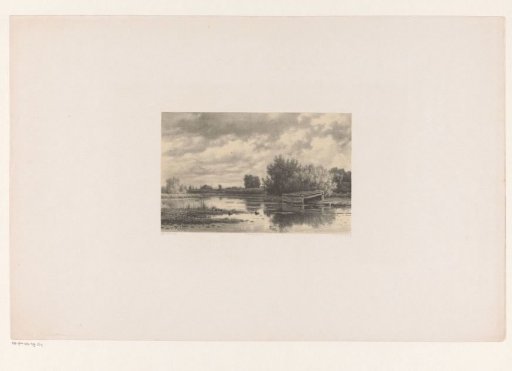 River landscape with hay barn