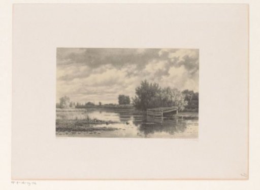 River landscape with hay barn
