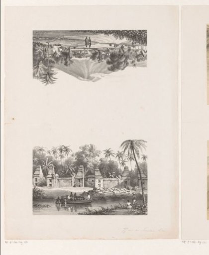 View of the ruin of the Dalam of the Sultans of Bantam and View of the Salak Volcano