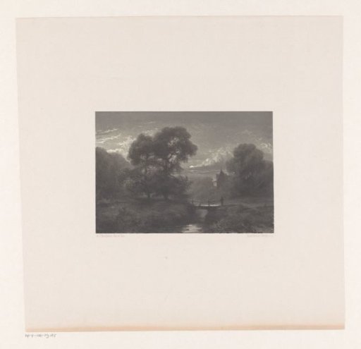 Landscape with ditch and bridge by moonlight