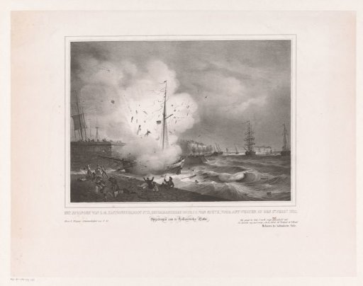Explosion of the boat of Jan van Speyk off Antwerp