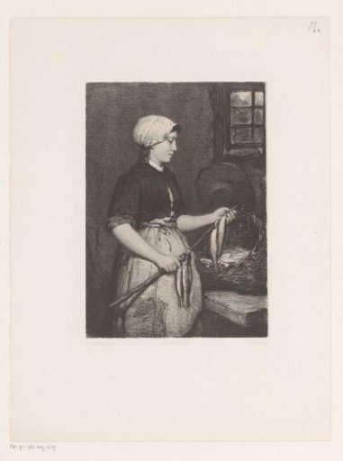 Woman Stringing Fish on a Stick