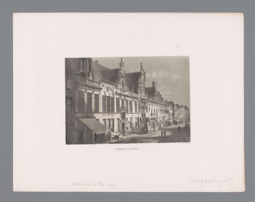 Street with the town hall in Leiden