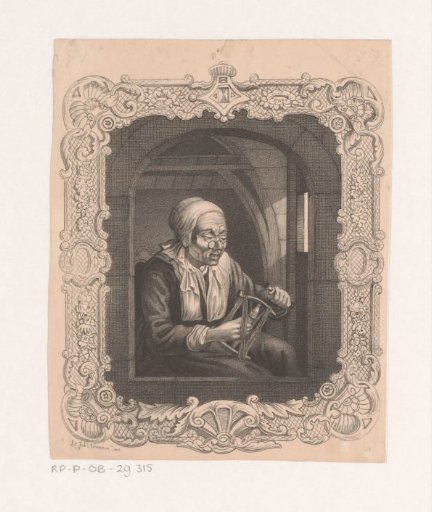 Woman carding wool