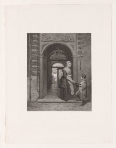 Woman Gives Bread to a Begging Boy