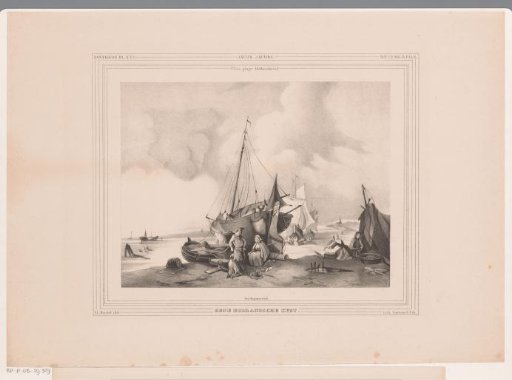 Dutch Coast with Boats and People