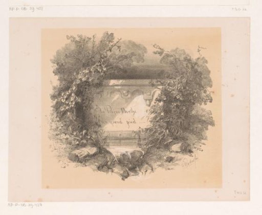 Title on a wall in a landscape