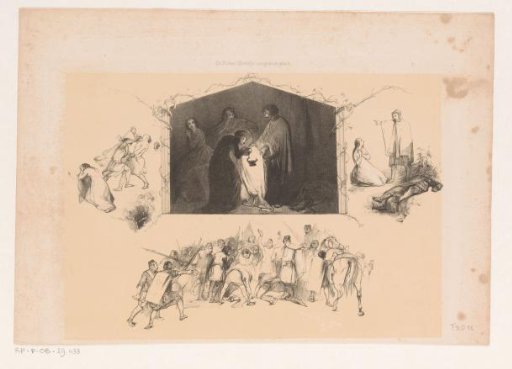 Woman with a lantern looking into a bag