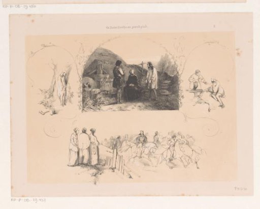 Woman in conversation with two men