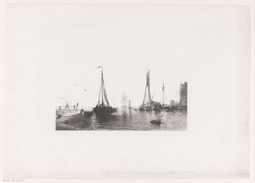 Boats on the beach and in the harbour
