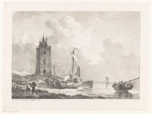 Coastal landscape with tower