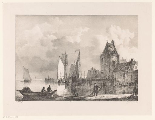 River landscape with town