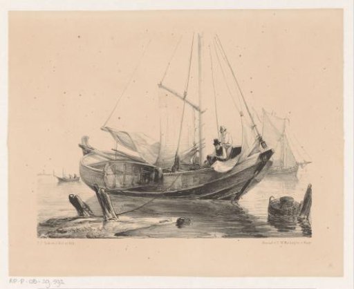 Moored sailing boat