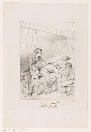 Mourning People around a Dying Figure