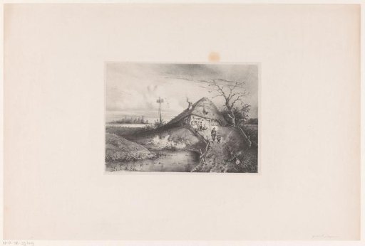 Figures on a Path in Front of a Farm
