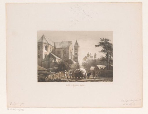 Cattle with cart before an eleventh-century church