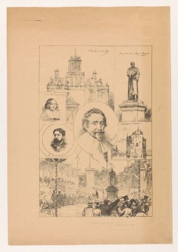 Portrait of Hugo de Groot with places and figures important to him