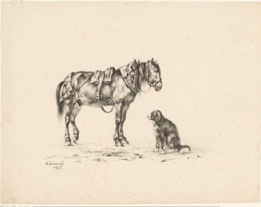 Horse and Sitting Dog