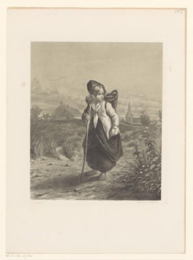 Girl with basket on her back