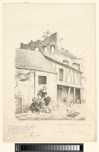 Woman and Children Playing on the Pavement with Puppies