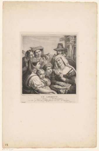 Old Woman Telling a Story to Young People