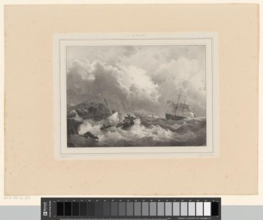 Sailing ships on a stormy sea