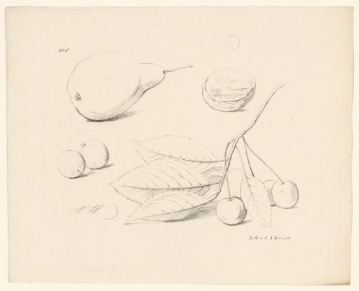 Pear, berries, walnut and cherries