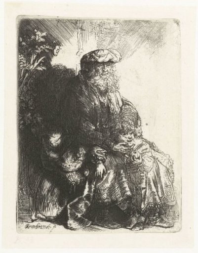 Abraham caressing Isaac