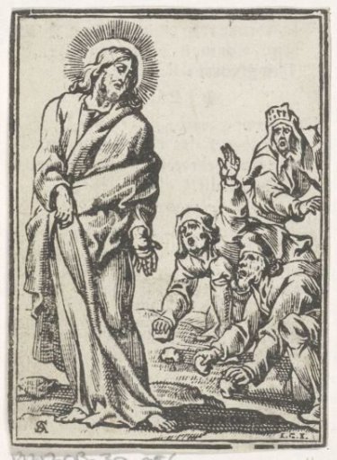 Jews in the temple throw stones at Christ
