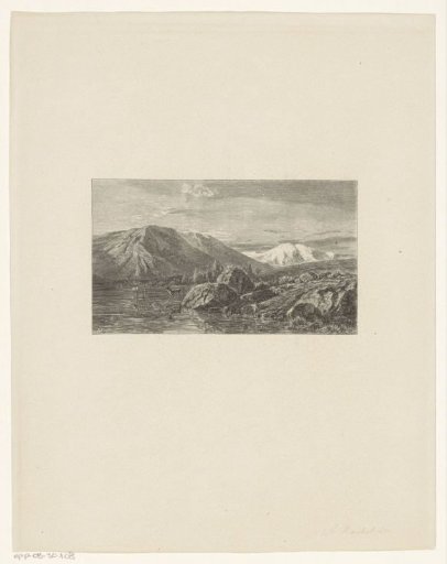 Mountain Landscape with Deer in the Water