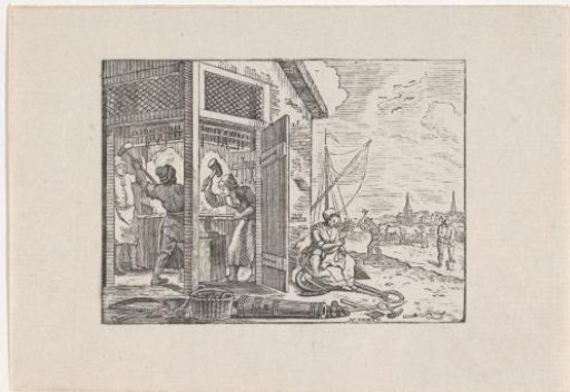 Figures Working in a Smithy and in the Fields