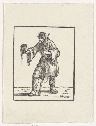 Begging man with a staff