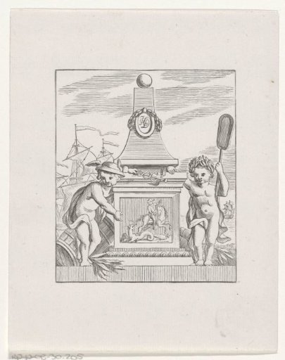 Monument with two putti and a representation of Saint George and the dragon