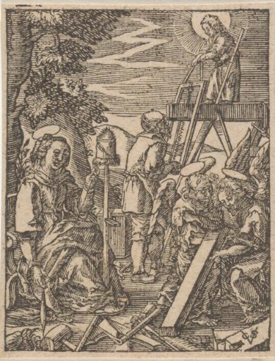 The Christ Child Helping Joseph Sawing