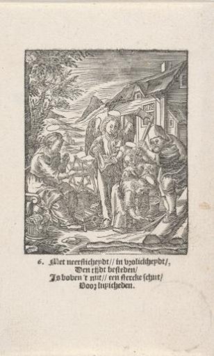 Christ Child picking up wood chips
