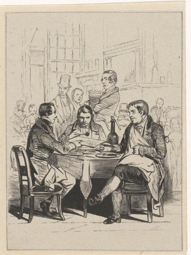 Three men at a table in a restaurant