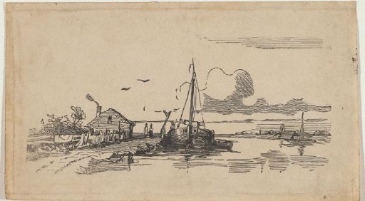 River Landscape with a Boat and a House