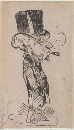 Caricature of a Man with a Top Hat and a Cigar